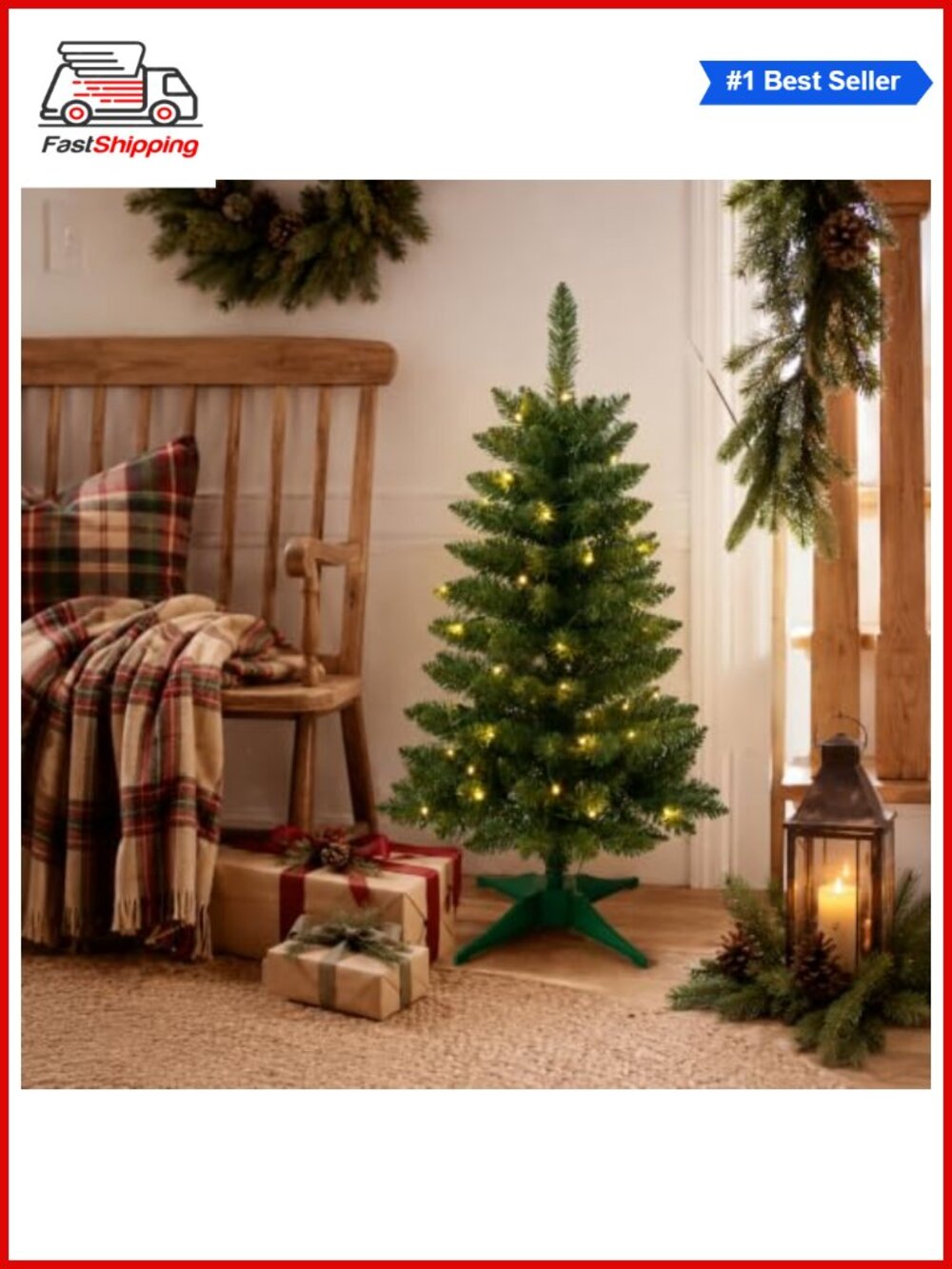 🎅 3FT Artificial Small Christmas Tree Mini Tabletop Decor Pine